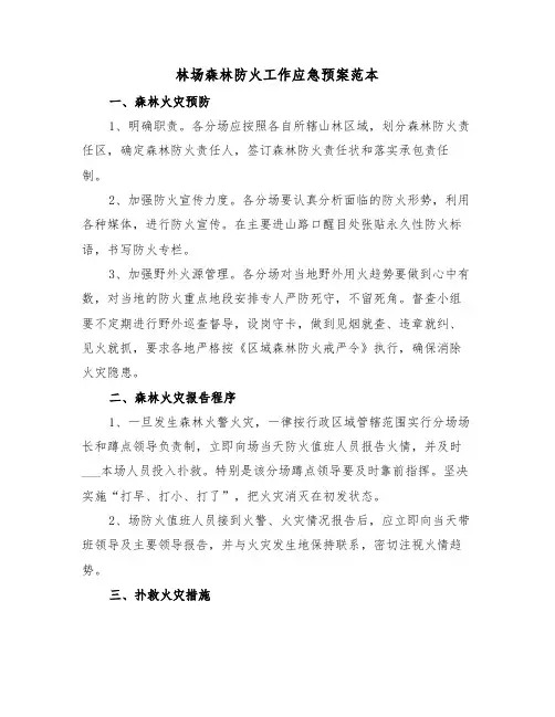 林场森林防火工作应急预案范本（二篇）