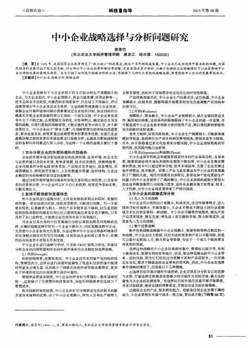 中小企业战略选择与分析问题研究