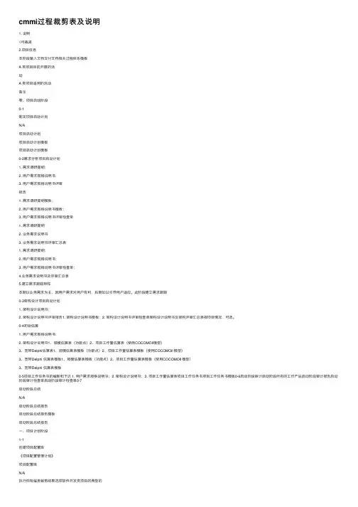 cmmi过程裁剪表及说明