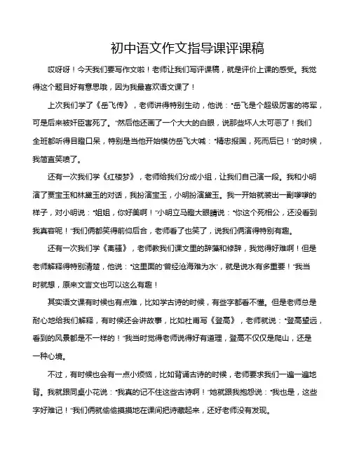 初中语文作文指导课评课稿