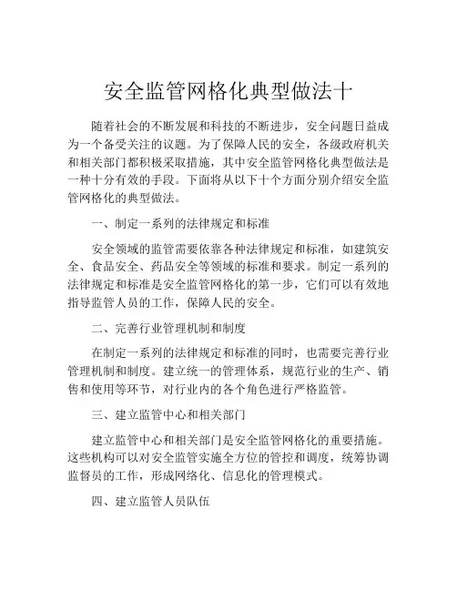 安全监管网格化典型做法十