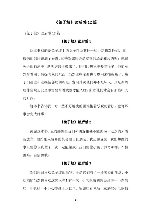 《兔子坡》读后感12篇