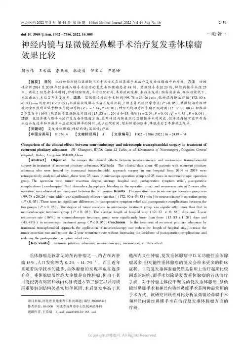 神经内镜与显微镜经鼻蝶手术治疗复发垂体腺瘤效果比较