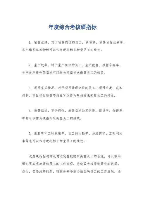 年度综合考核硬指标