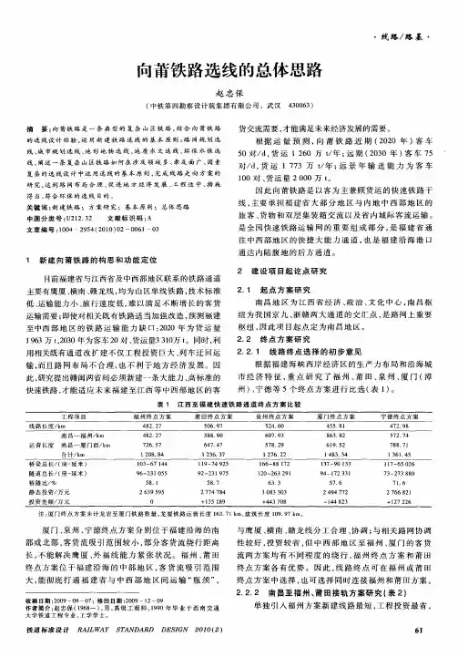 向莆铁路选线的总体思路