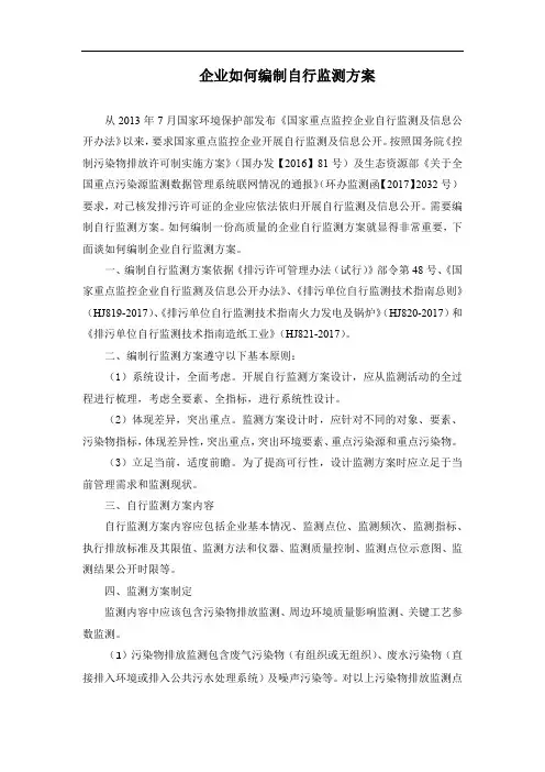 企业如何编制自行监测方案