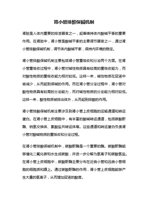 肾小管排酸保碱机制