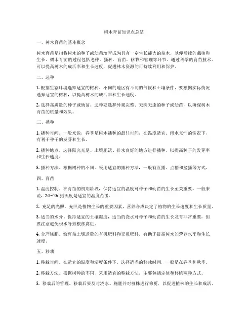 树木育苗知识点总结