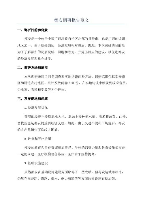 都安调研报告范文