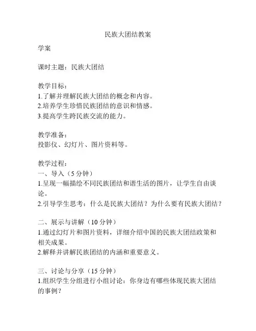民族大团结教案