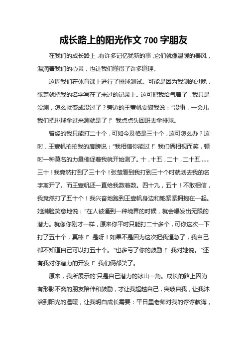成长路上的阳光作文700字 朋友