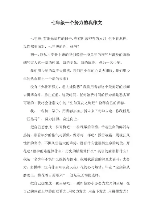 七年级一个努力的我作文