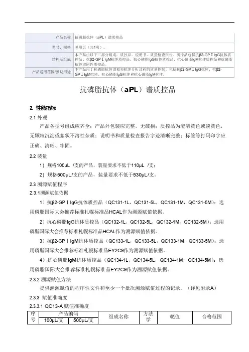 抗磷脂抗体(aPL)谱质控品产品技术要求博粹医学