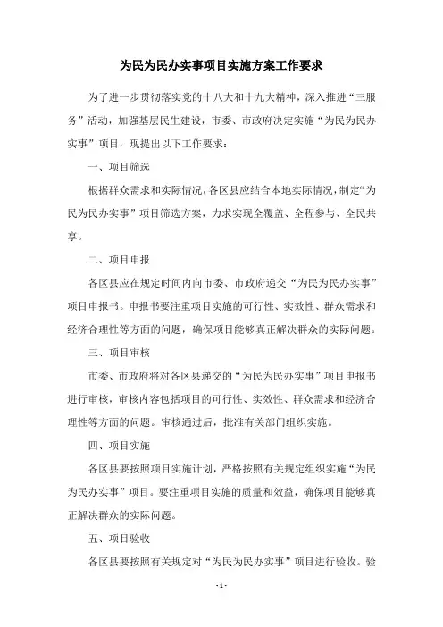 为民为民办实事项目实施方案工作要求