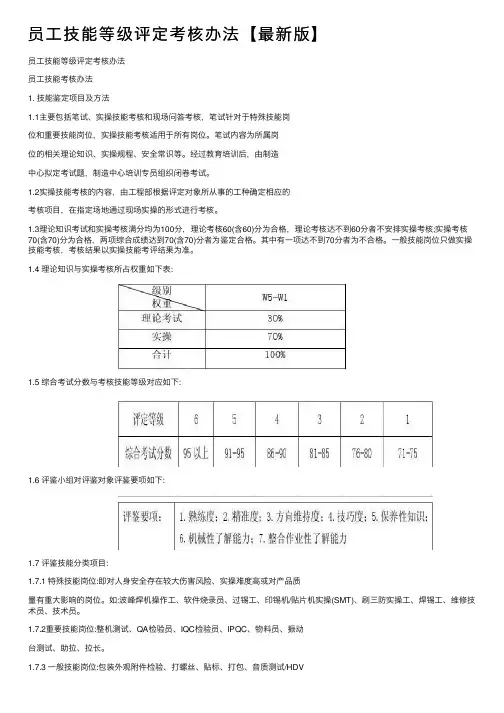 员工技能等级评定考核办法【最新版】