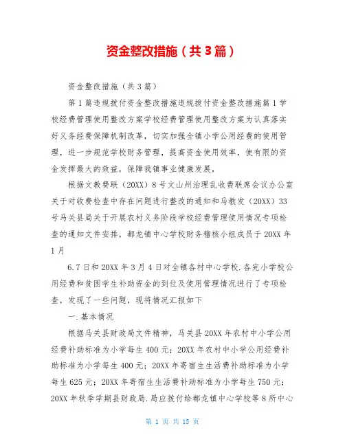 资金整改措施(共3篇)