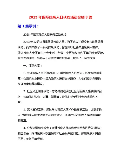 2023年国际残疾人日扶残活动总结8篇
