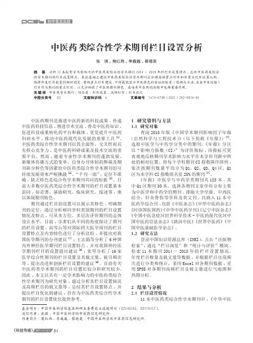 中医药类综合性学术期刊栏目设置分析