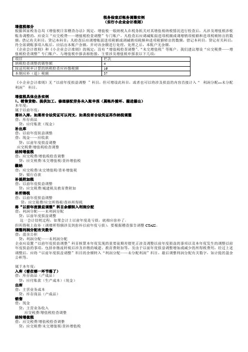 税务检查后帐务调整实例(小规模)