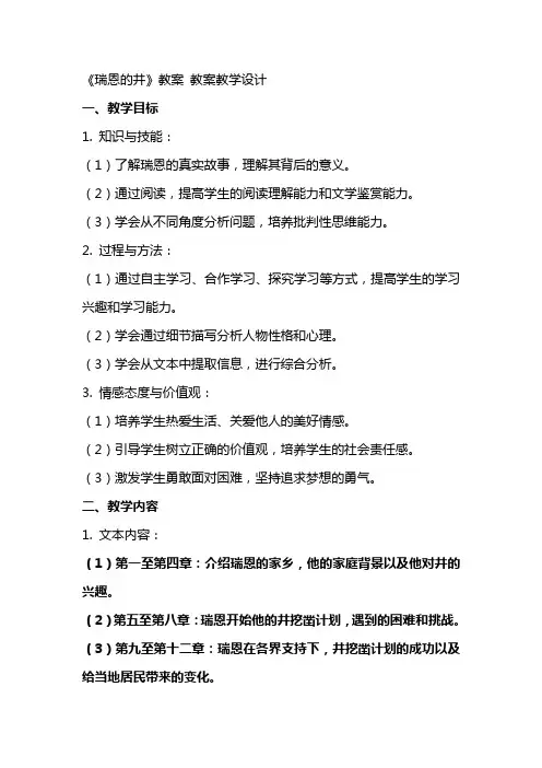 《瑞恩的井》教案 教案教学设计