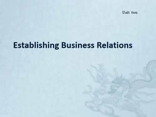 外贸英语函电第二章 Establishing Business Relations