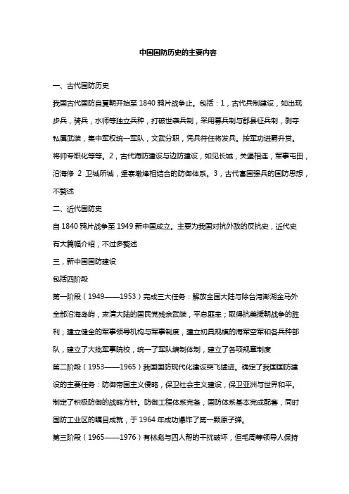 中国国防历史的主要内容