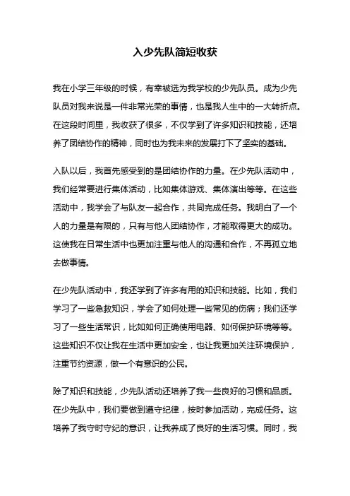 入少先队简短收获