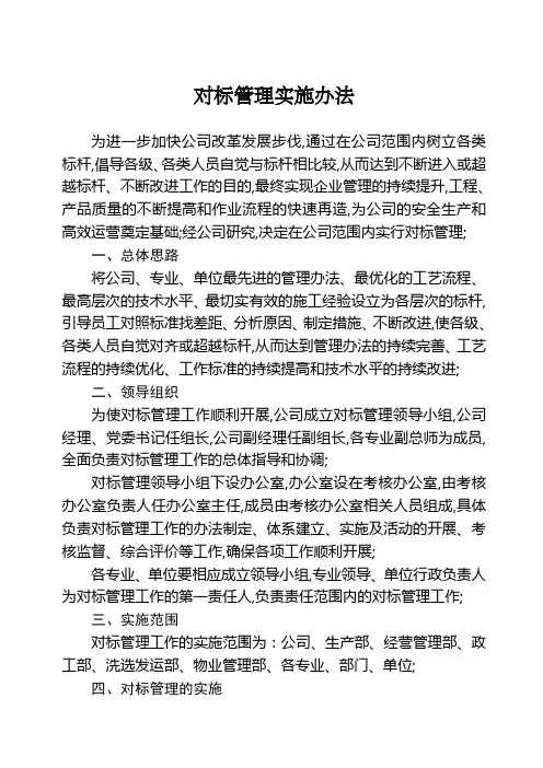 对标管理实施办法