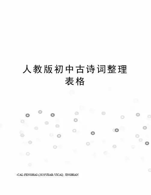 人教版初中古诗词整理表格