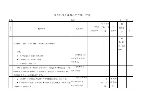 提升机链条及料斗更换施工方案