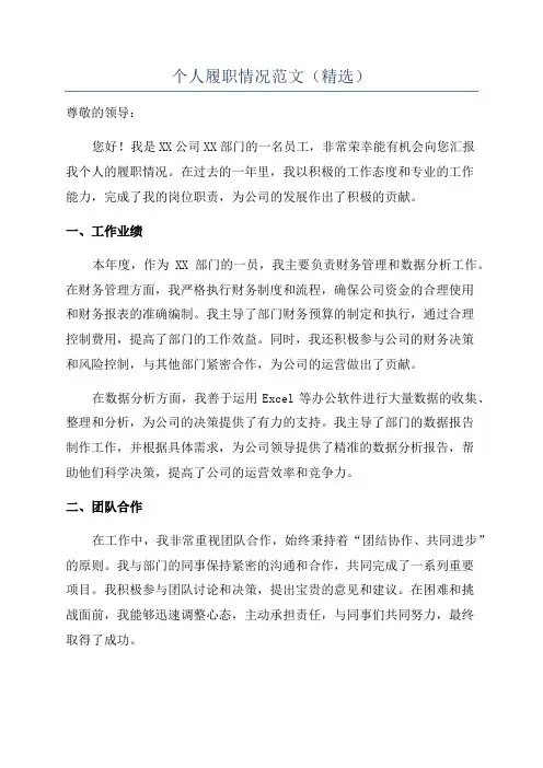 个人履职情况范文(精选)