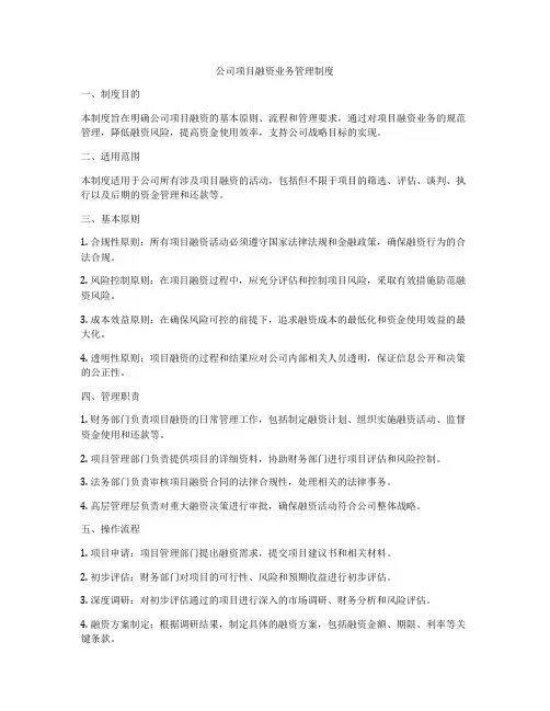 公司项目融资业务管理制度