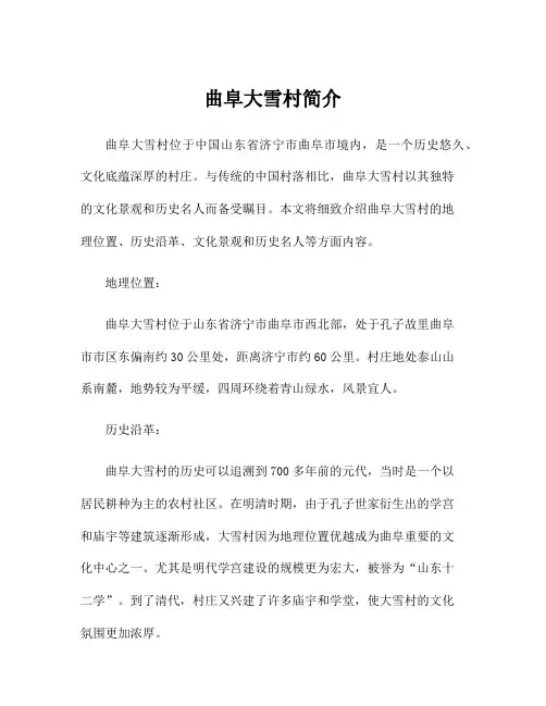 曲阜大雪村简介