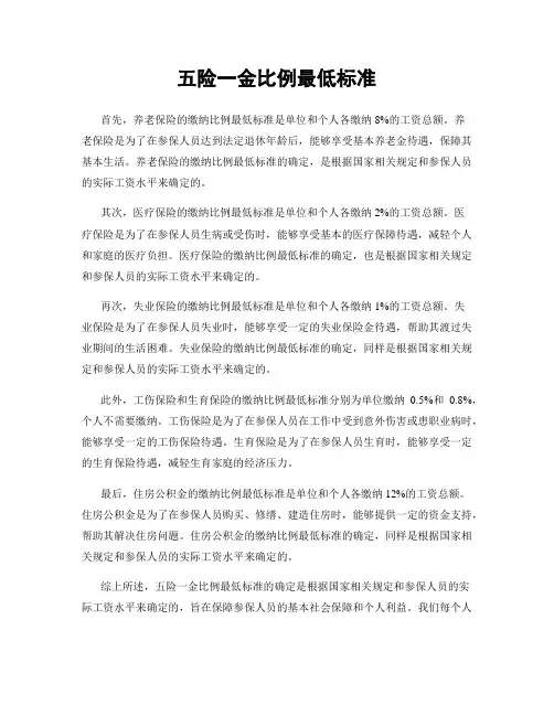 五险一金比例最低标准