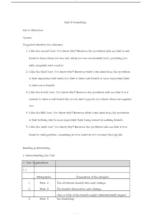 全新版大学进阶英语综合教程第二册答案U3KeytoExercises