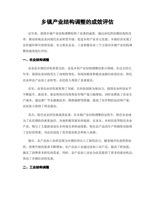 乡镇产业结构调整的成效评估