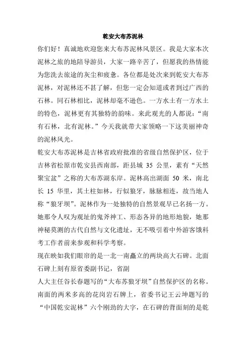乾安大布苏泥林导游词