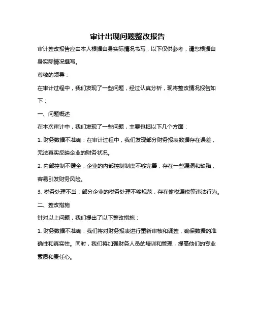 审计出现问题整改报告