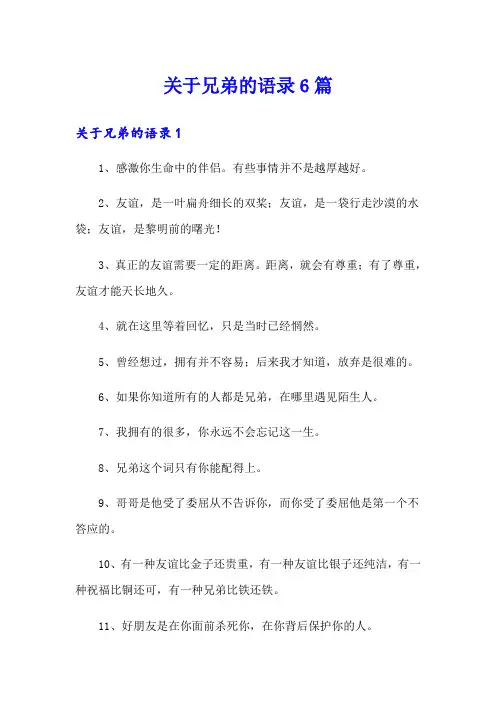 关于兄弟的语录6篇