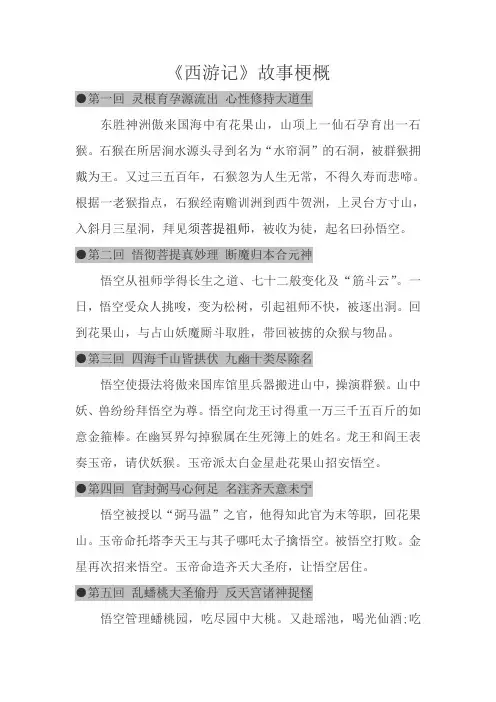 《西游记》故事梗概(1——100回)