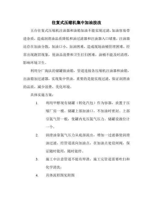 往复式压缩机加油技改