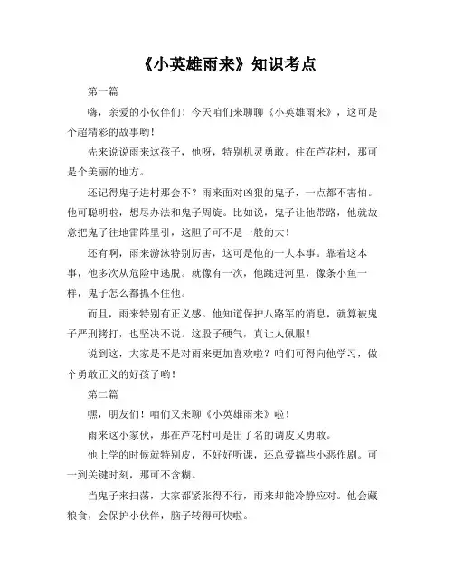 《小英雄雨来》知识考点