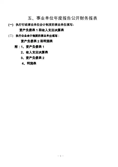 五、事业单位年度报告公开财务报表