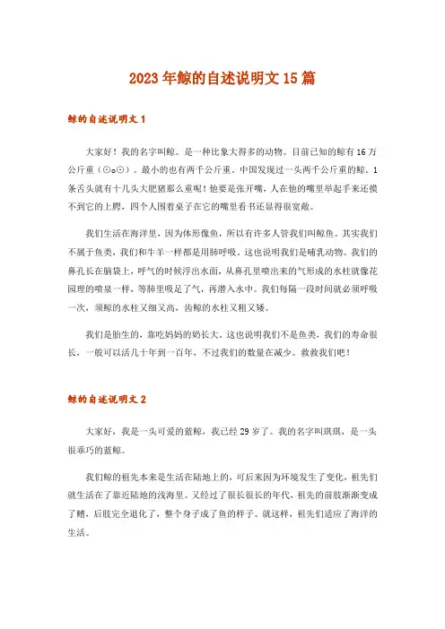 2023年鲸的自述说明文15篇