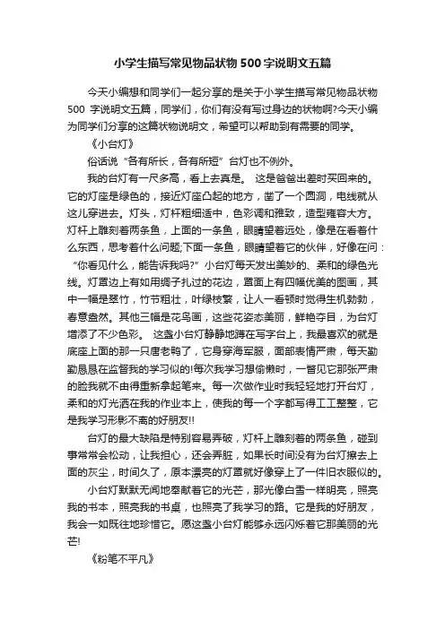 小学生描写常见物品状物500字说明文五篇