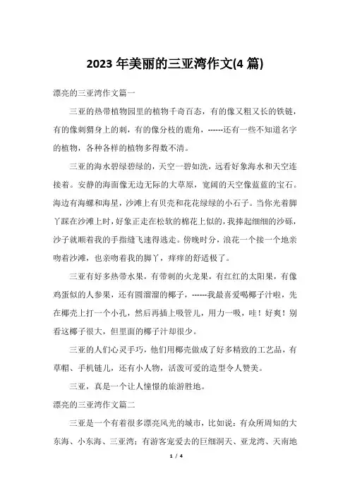 2023年美丽的三亚湾作文(4篇)