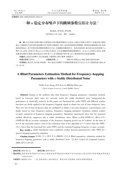 一种α稳定分布噪声下的跳频参数盲估计方法
