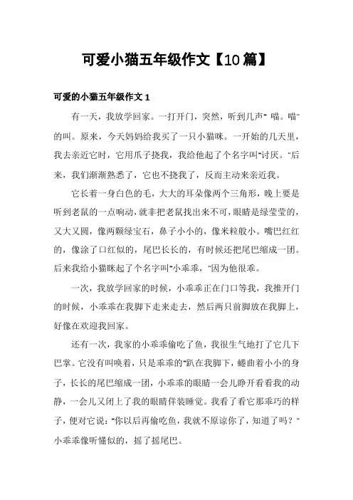 可爱小猫五年级作文【10篇】