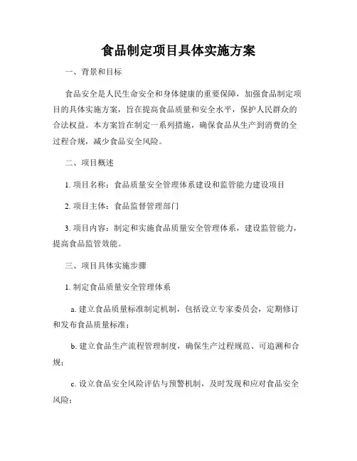 食品制定项目具体实施方案