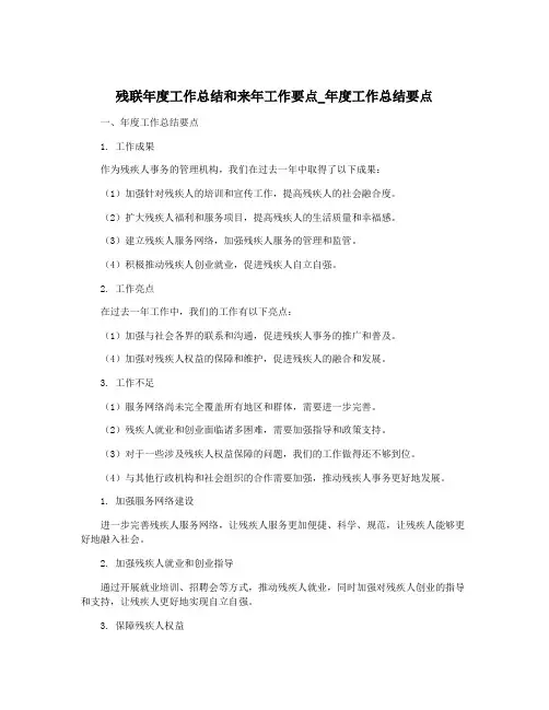 残联年度工作总结和来年工作要点_年度工作总结要点